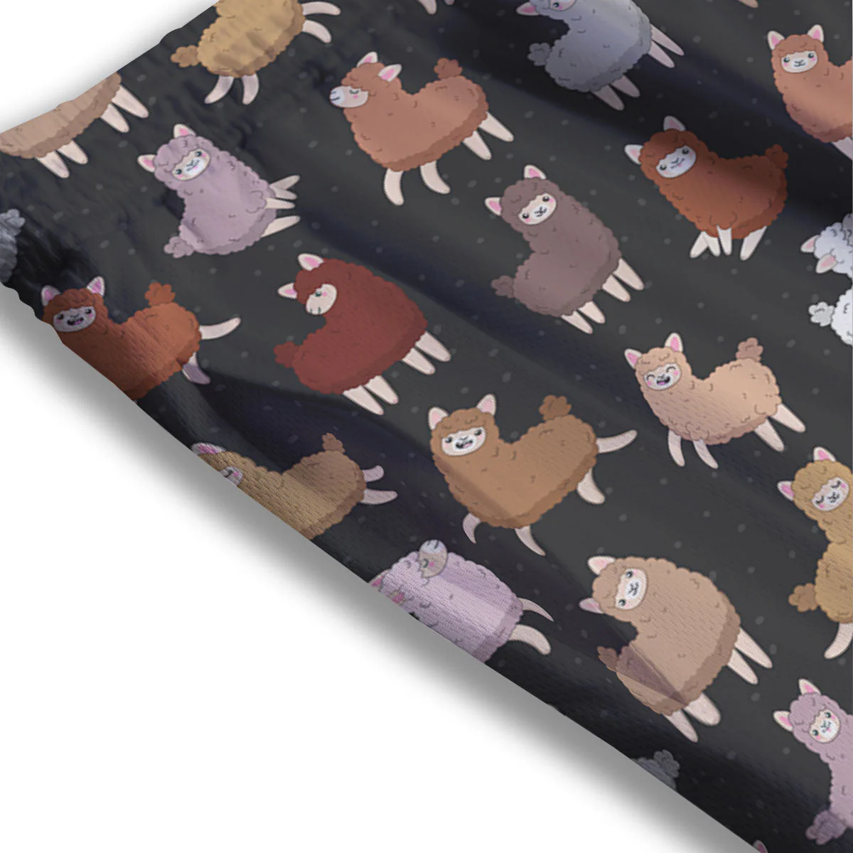 Happy Llama Print Pattern Mesh Shorts - Image 3