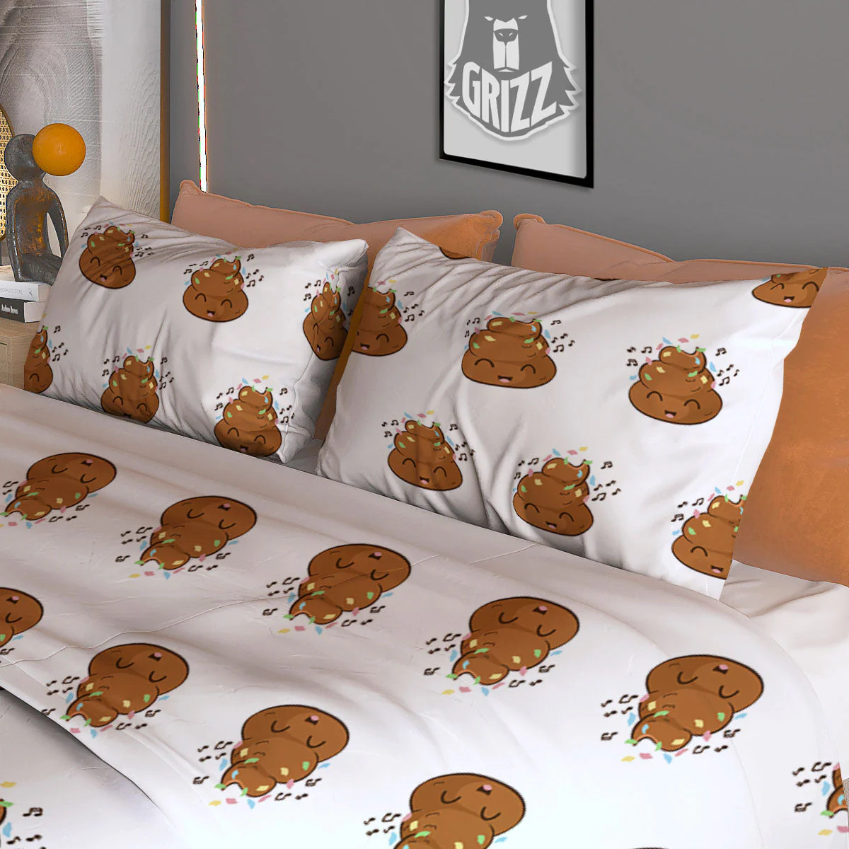 Happy Poop Print Pattern Duvet Cover Bedding Set - Image 3
