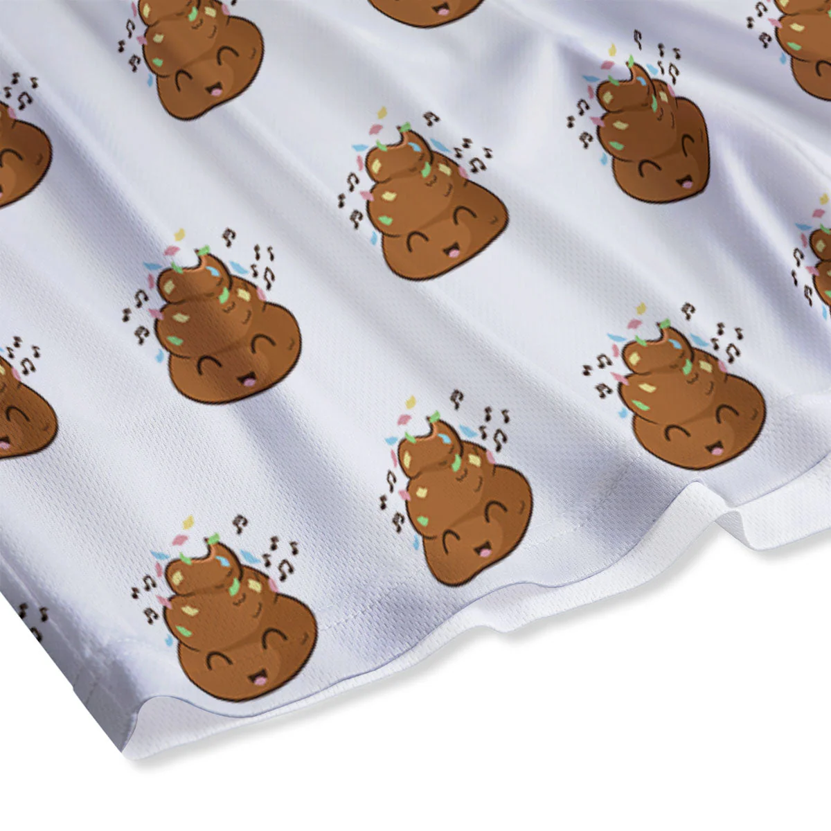 Happy Poop Print Pattern Mesh Shorts - Image 4