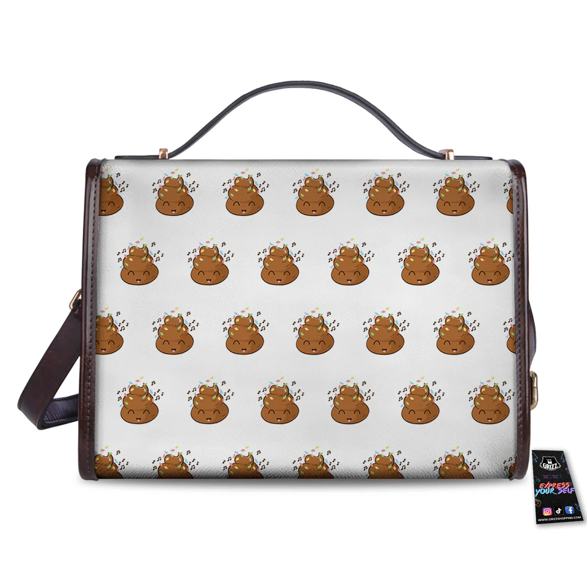 Happy Poop Print Pattern Women's Satchel Bag - Image 2