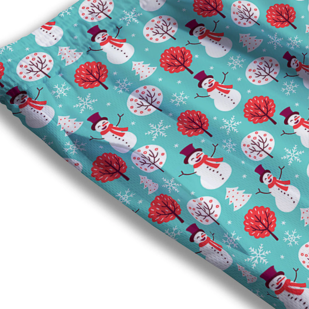 Happy Snowman Print Pattern Mesh Shorts - Image 3