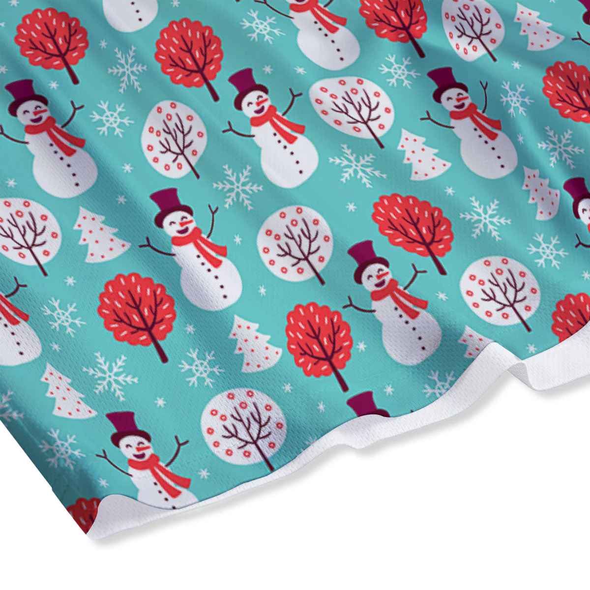 Happy Snowman Print Pattern Mesh Shorts - Image 4