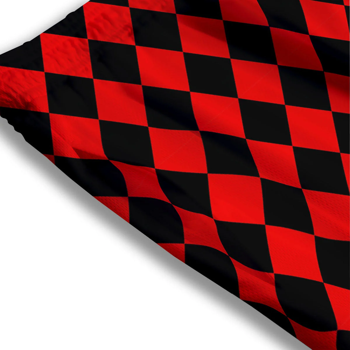 Harlequin Black And Red Print Pattern Mesh Shorts - Image 3