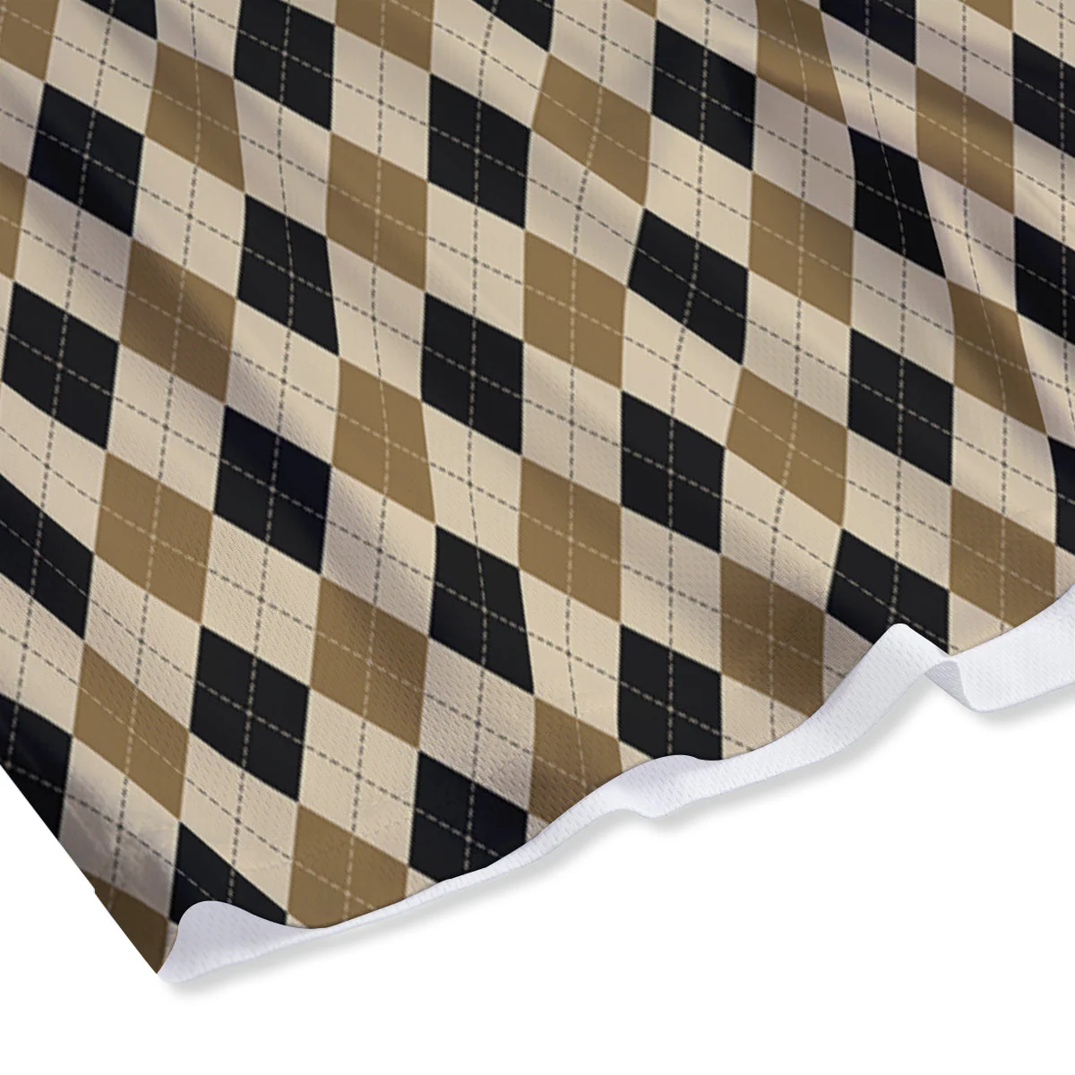 Harlequin Gold And Black Print Pattern Mesh Shorts - Image 4