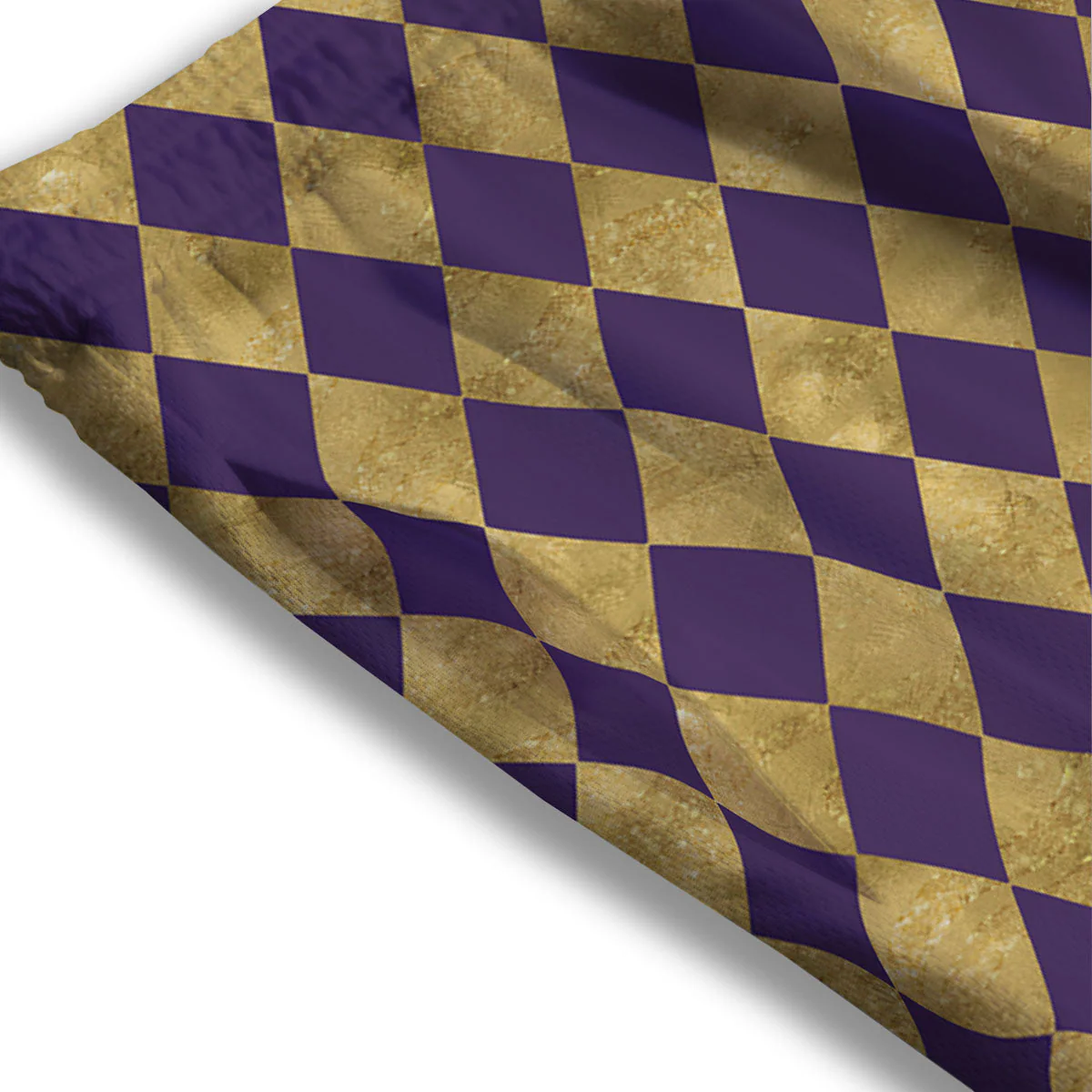 Harlequin Gold And Purple Print Pattern Mesh Shorts - Image 3