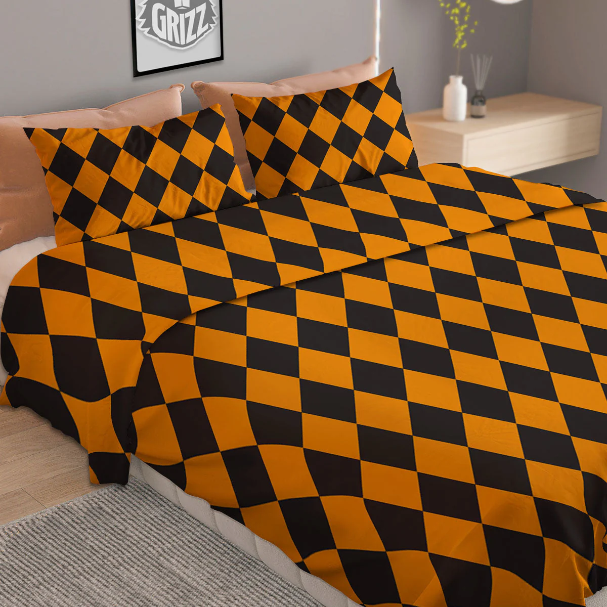 Harlequin Halloween Print Pattern Duvet Cover Bedding Set - Image 2