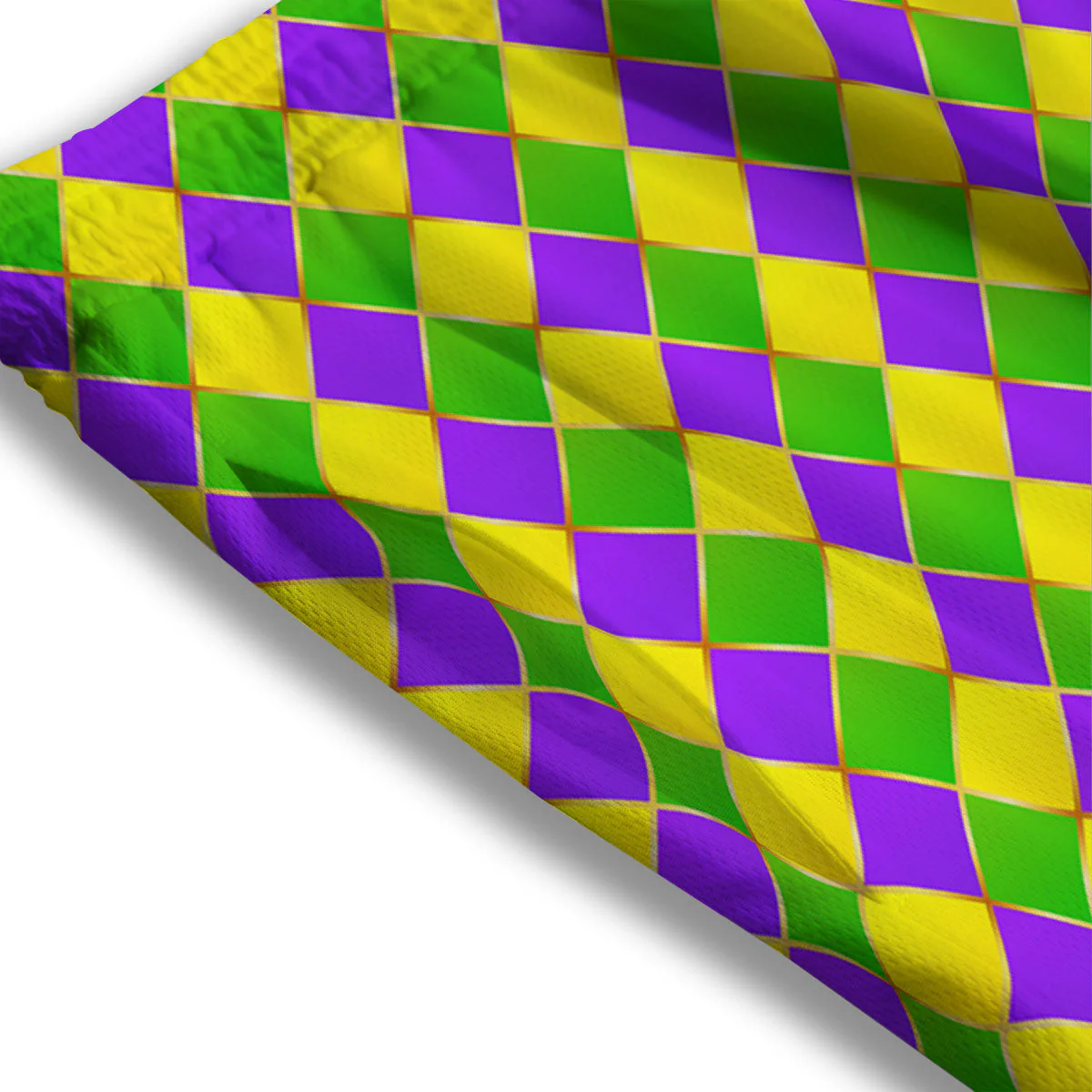 Harlequin Mardi Gras Print Pattern Mesh Shorts - Image 3