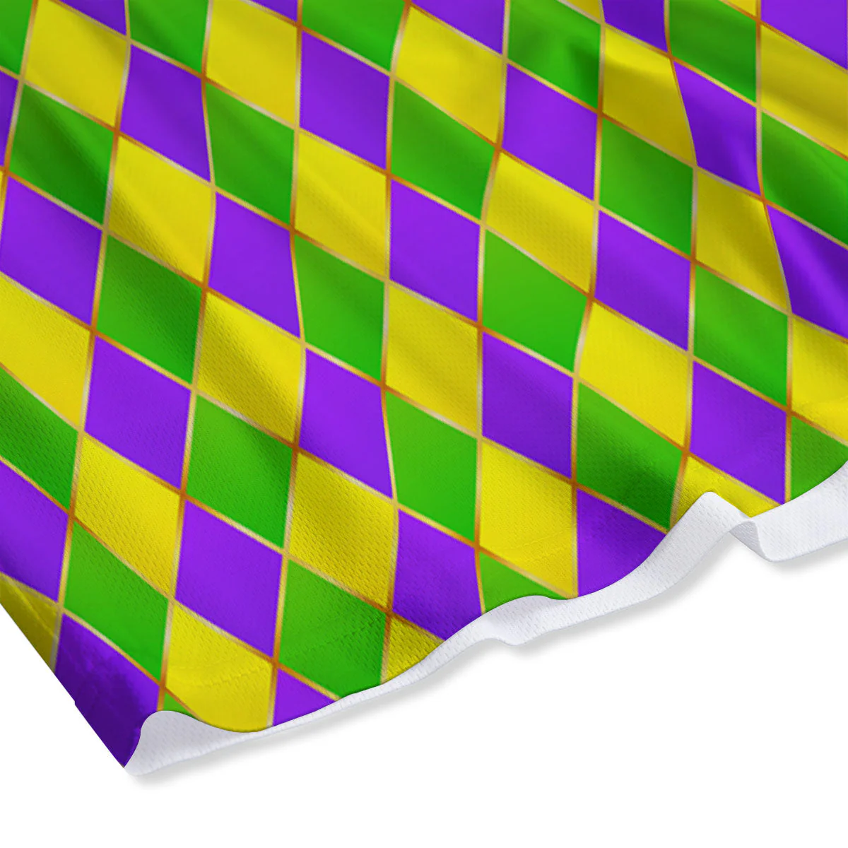 Harlequin Mardi Gras Print Pattern Mesh Shorts - Image 4