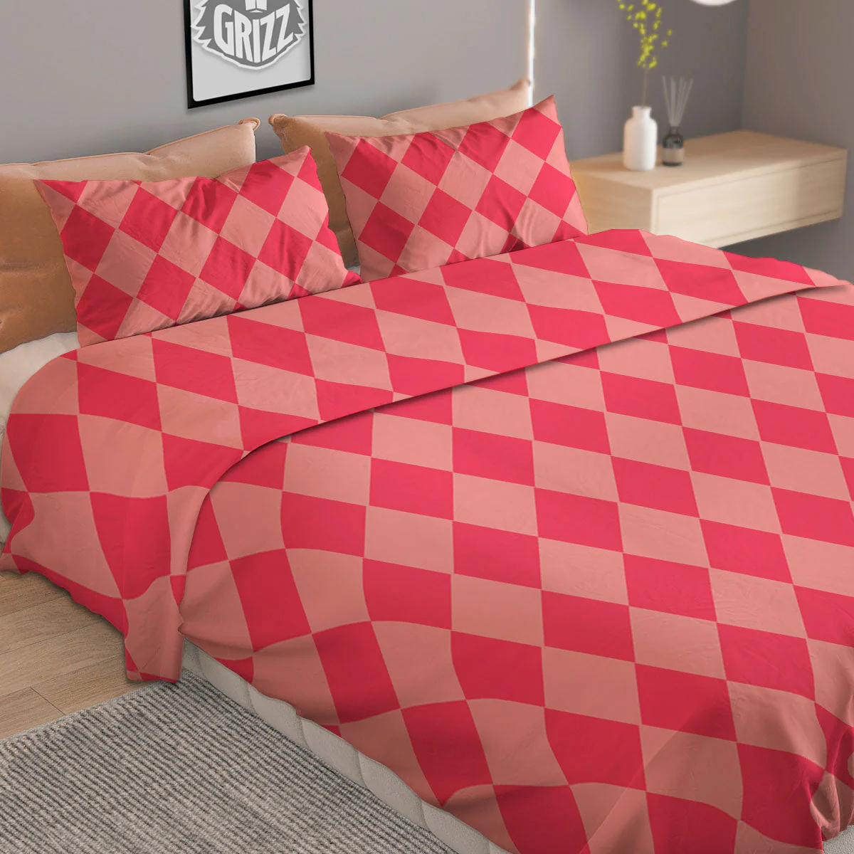 Harlequin Pink Print Pattern Duvet Cover Bedding Set - Image 2