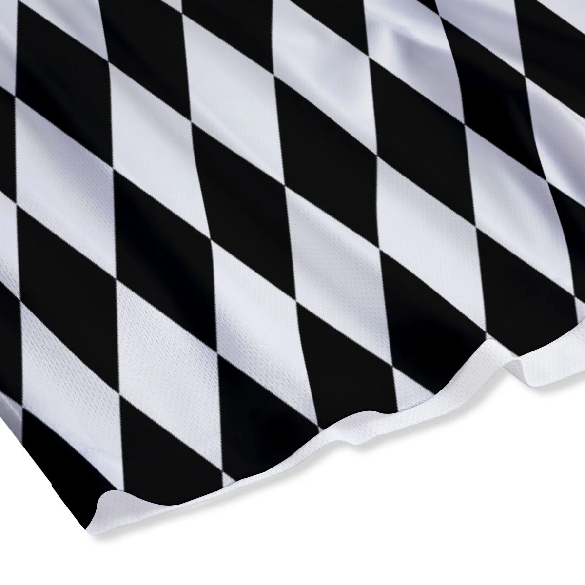 Harlequin White And Black Print Pattern Mesh Shorts - Image 4