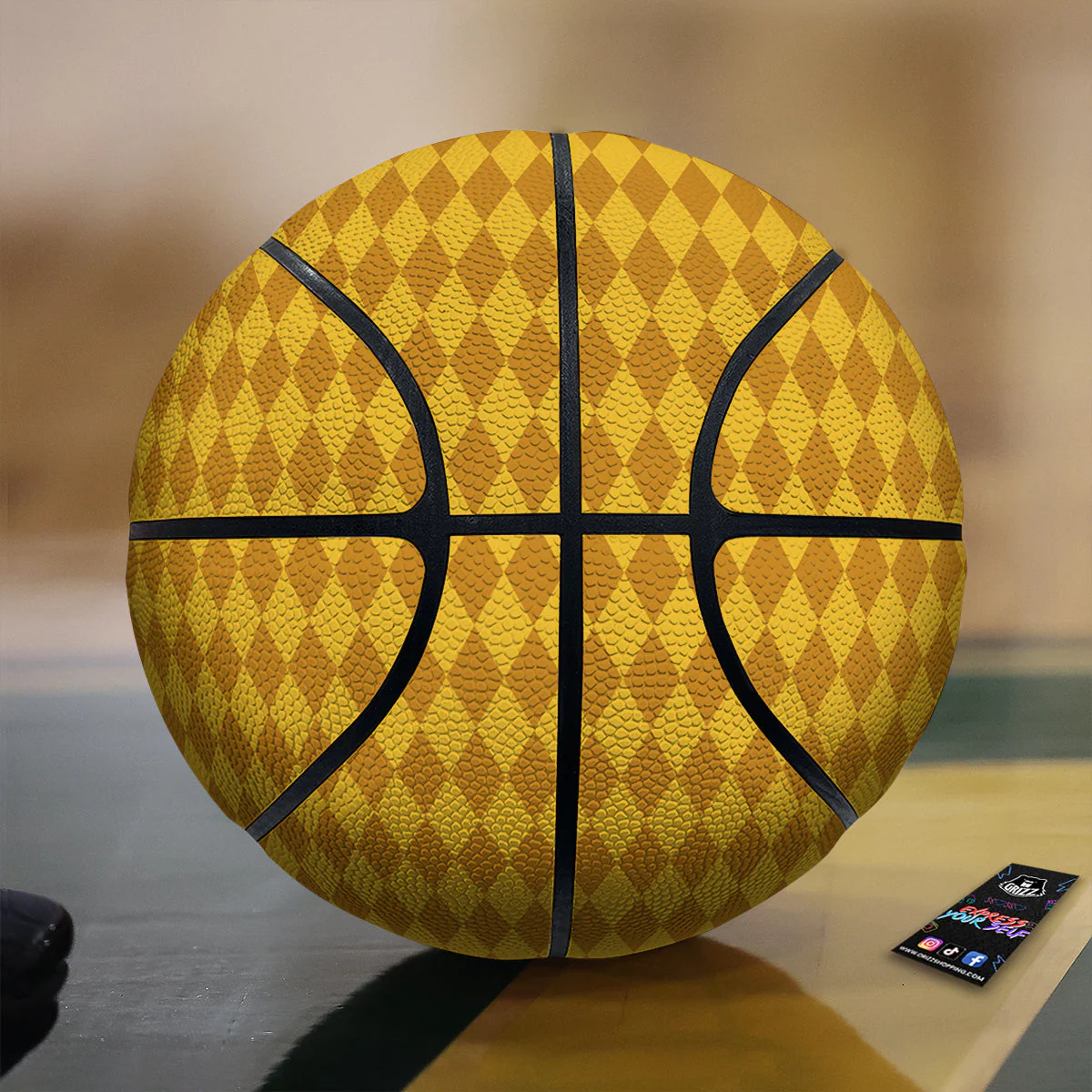Harlequin Yellow Print Pattern Basketball