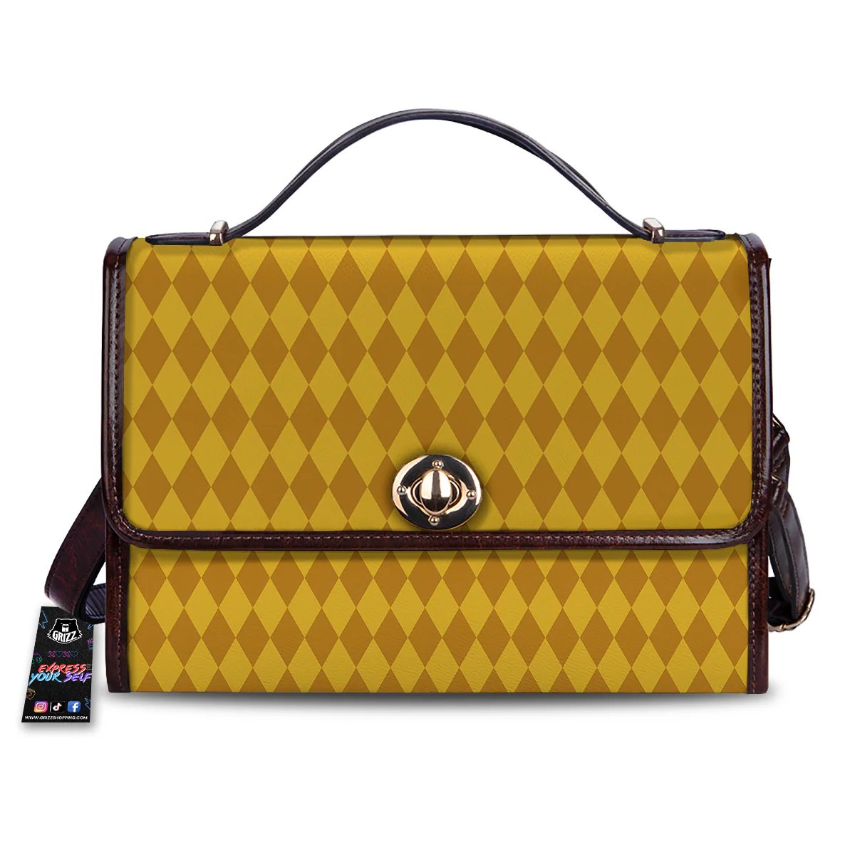 Harlequin Yellow Print Pattern Women's Satchel Bag