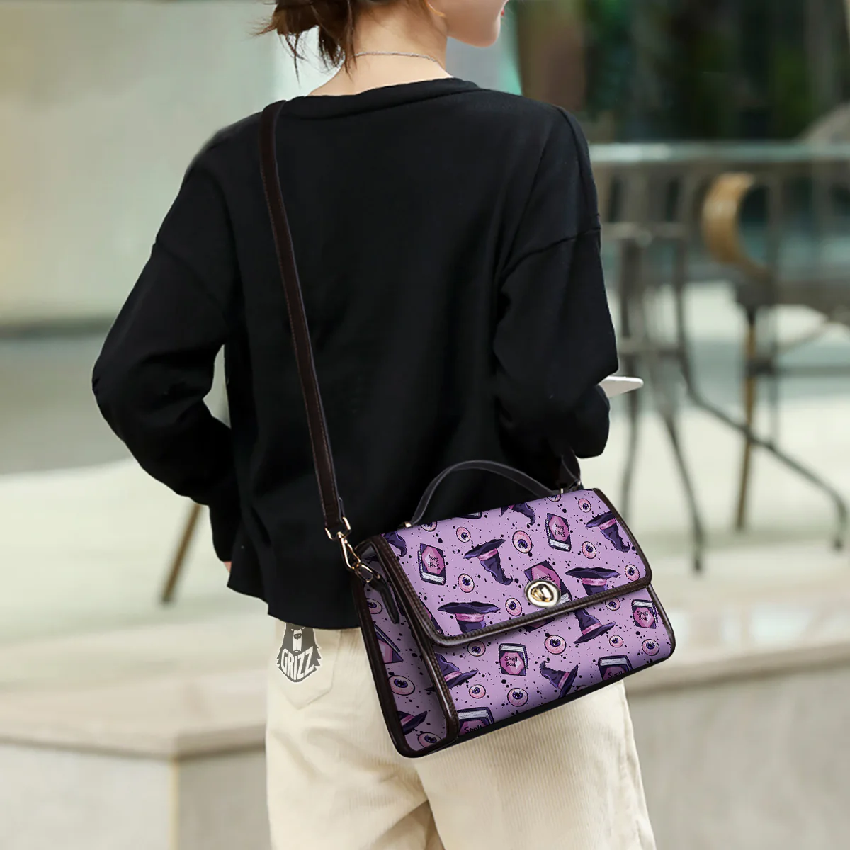 Hat Wizard Print Pattern Women's Satchel Bag - Image 3