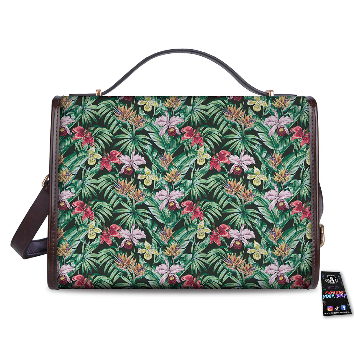 Hawaii Hibiscus Orchids Print Pattern Women's Satchel Bag - Image 2