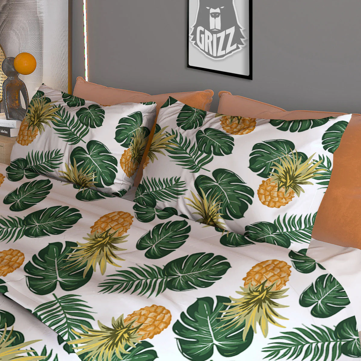 Hawaii Hibiscus Pineapple Print Pattern Duvet Cover Bedding Set - Image 3