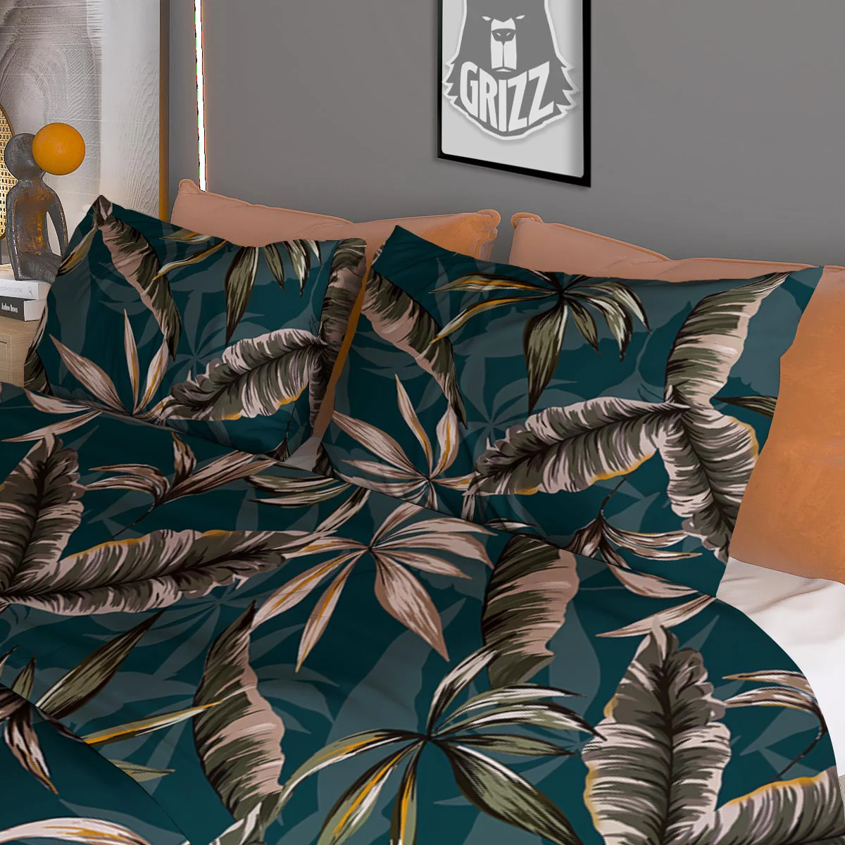 Hawaii Leaf Green Tropical Print Pattern Duvet Cover Bedding Set - Image 3