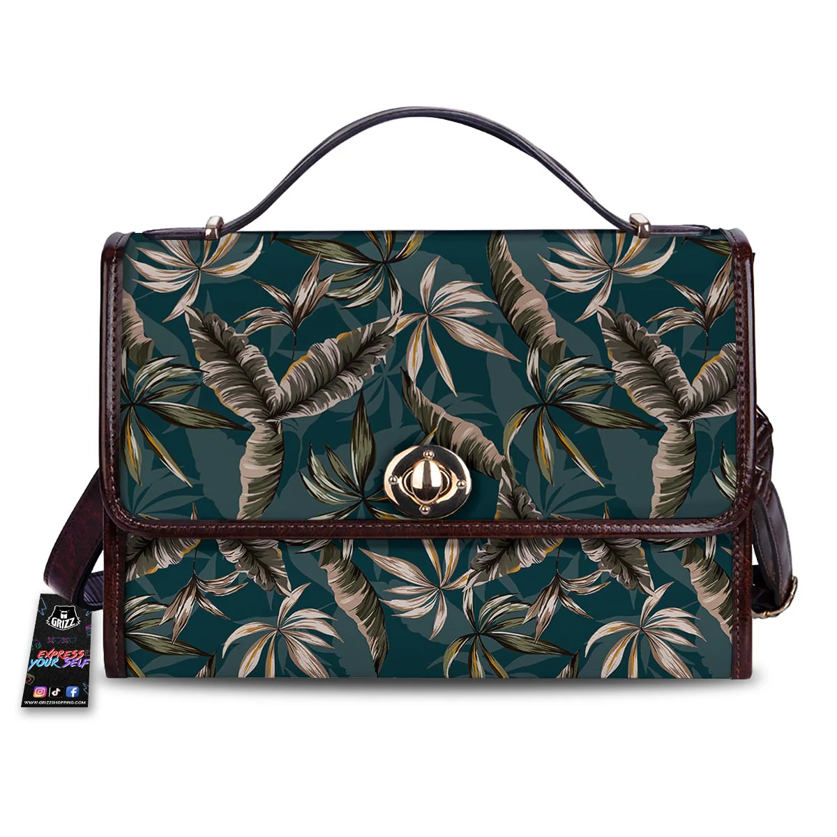 Hawaii Leaf Green Tropical Print Pattern Women's Satchel Bag