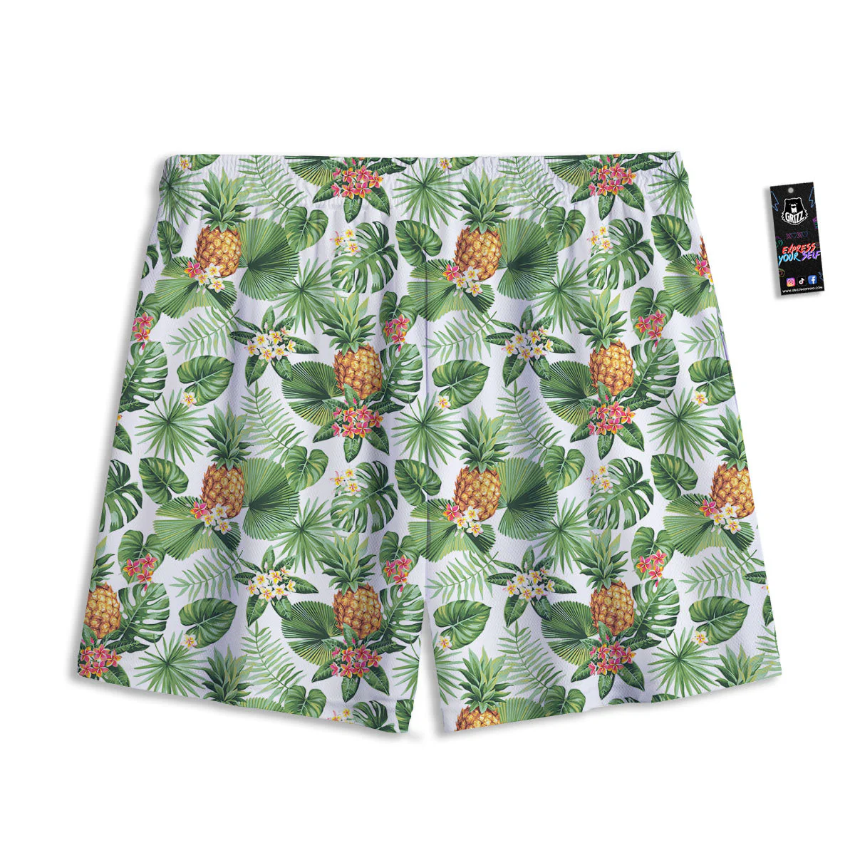Hawaii Leaves Pineapple Print Pattern Mesh Shorts - Image 2