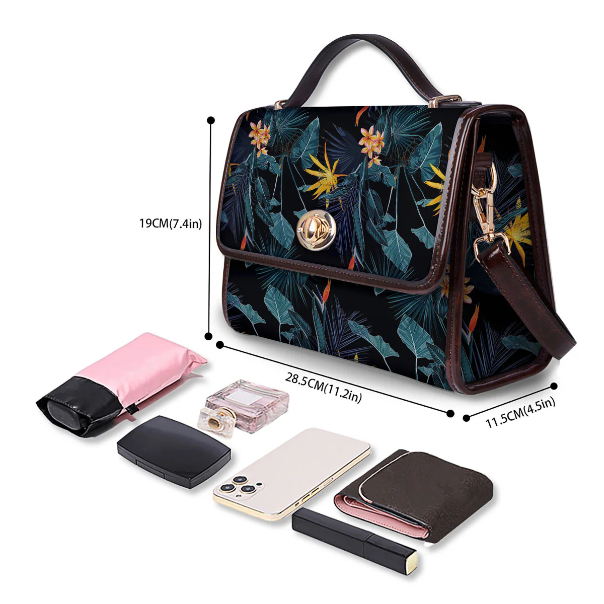 Hawaii Night Tropical Print Pattern Women's Satchel Bag - Image 4