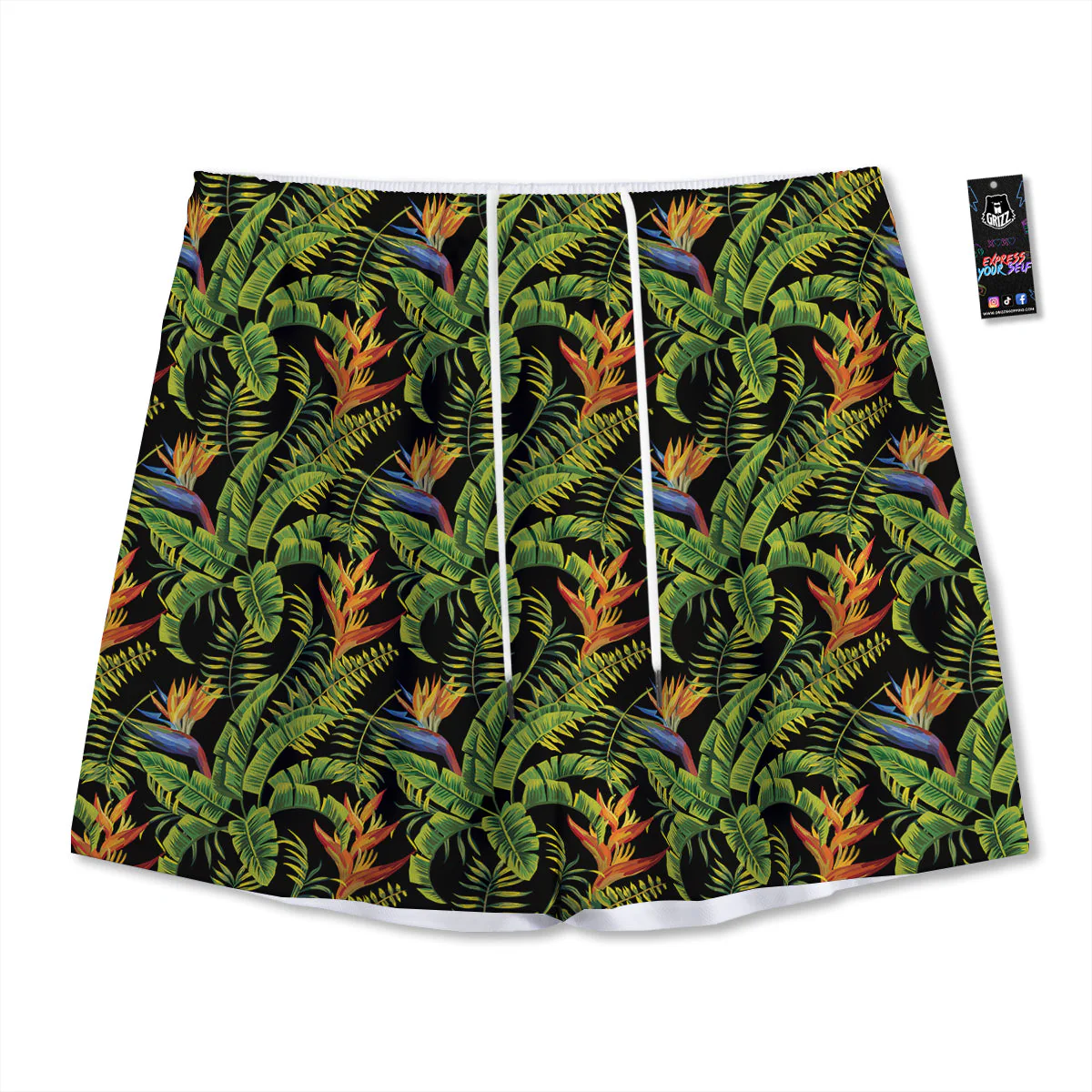 Hawaiian Banana Leaf Print Pattern Mesh Shorts