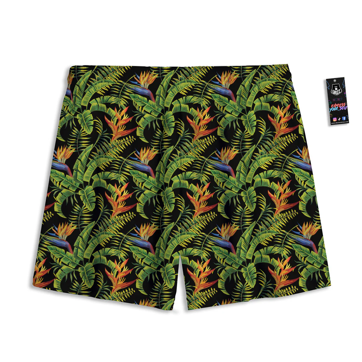 Hawaiian Banana Leaf Print Pattern Mesh Shorts - Image 2