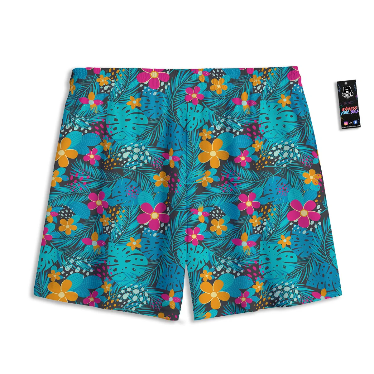 Hawaiian Exotic Tropical Print Pattern Mesh Shorts - Image 2