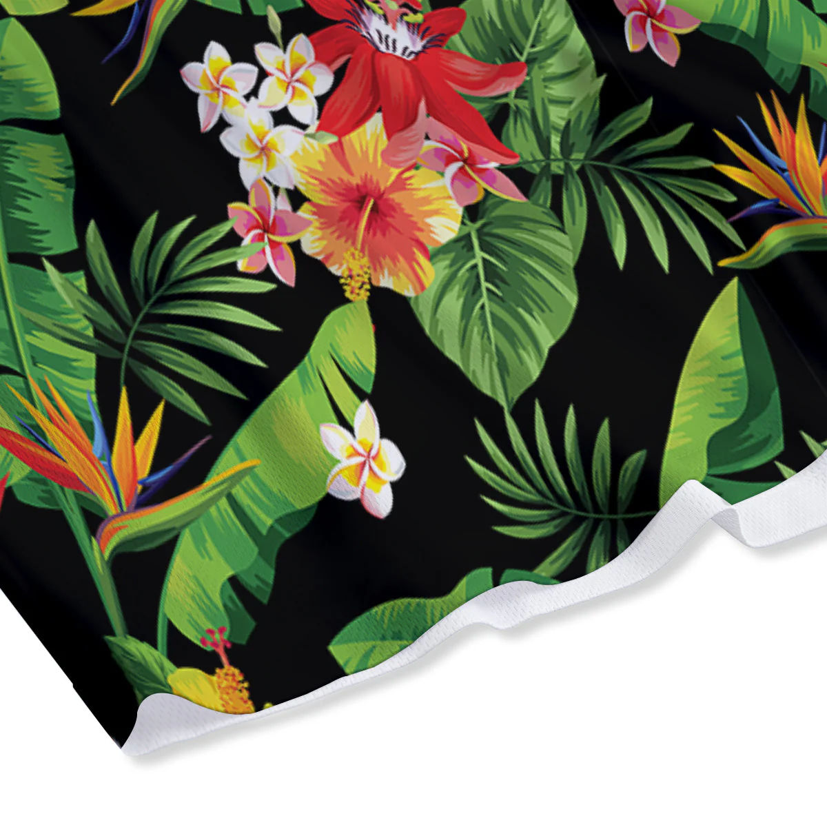 Hawaiian Flower And Tropical Leaf Print Pattern Mesh Shorts - Image 4
