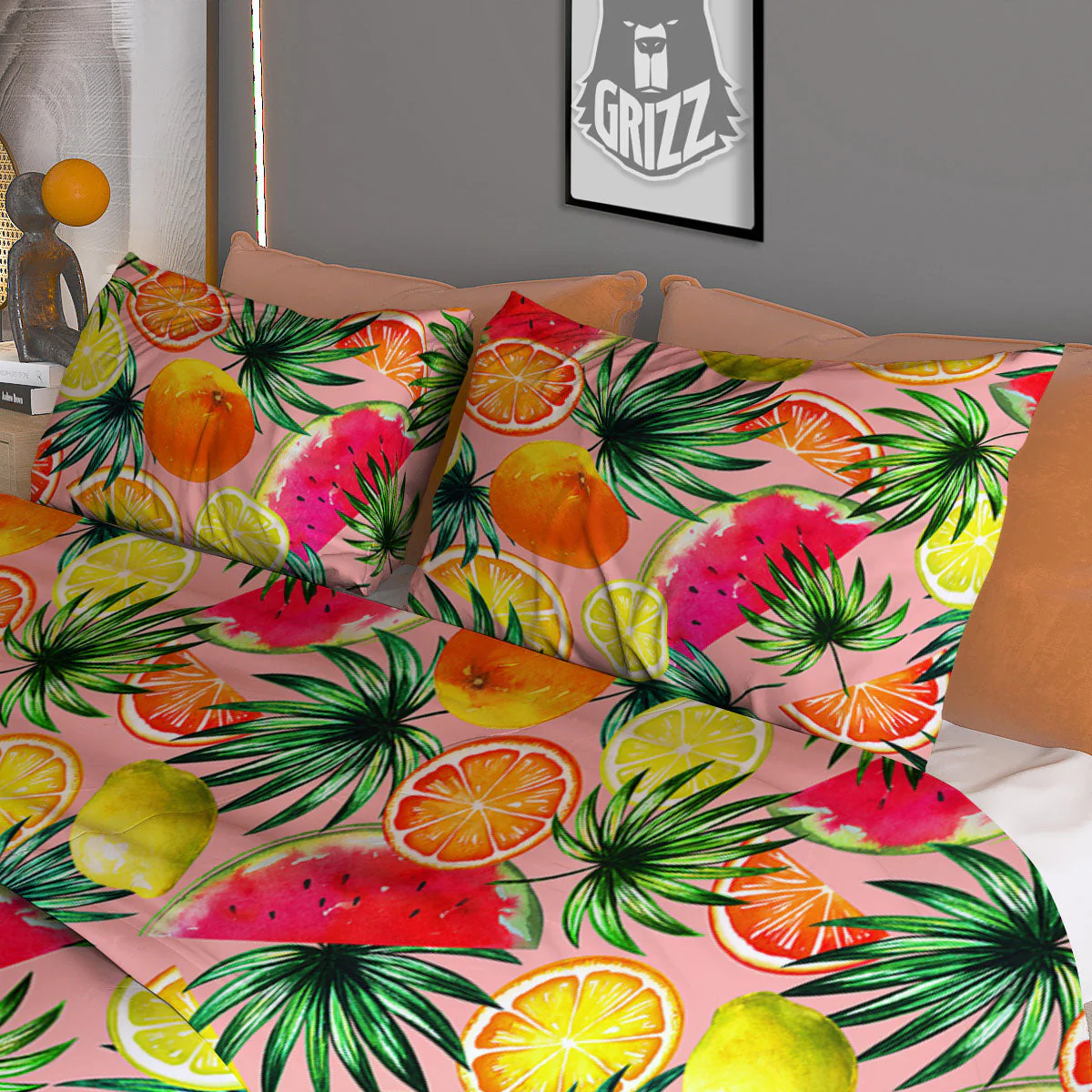 Hawaiian Fruits Pink Print Pattern Duvet Cover Bedding Set - Image 3