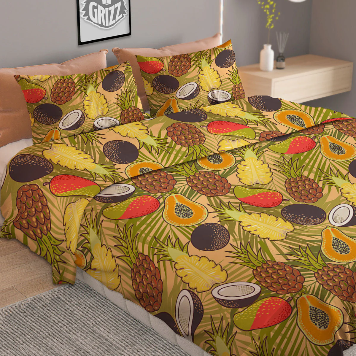 Hawaiian Fruits Tropical Print Pattern Duvet Cover Bedding Set - Image 2