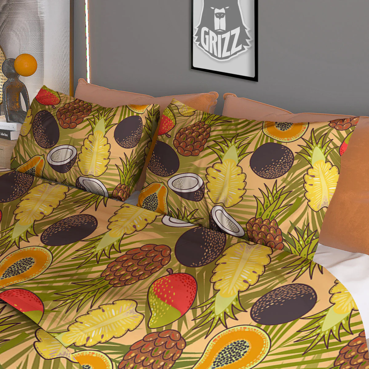 Hawaiian Fruits Tropical Print Pattern Duvet Cover Bedding Set - Image 3