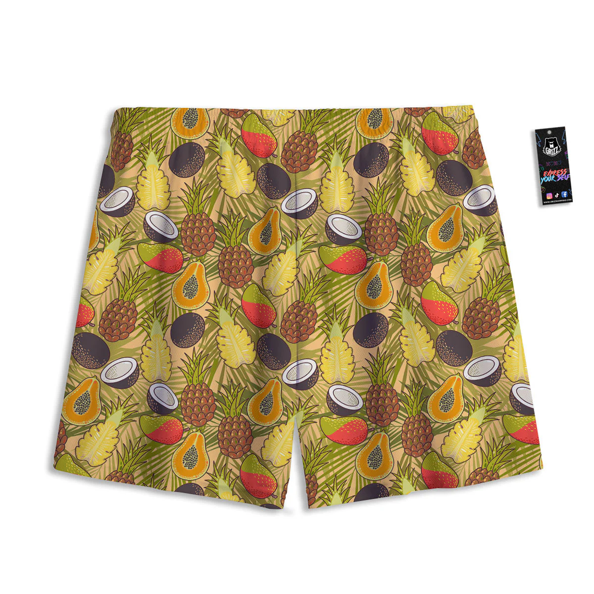 Hawaiian Fruits Tropical Print Pattern Mesh Shorts - Image 2