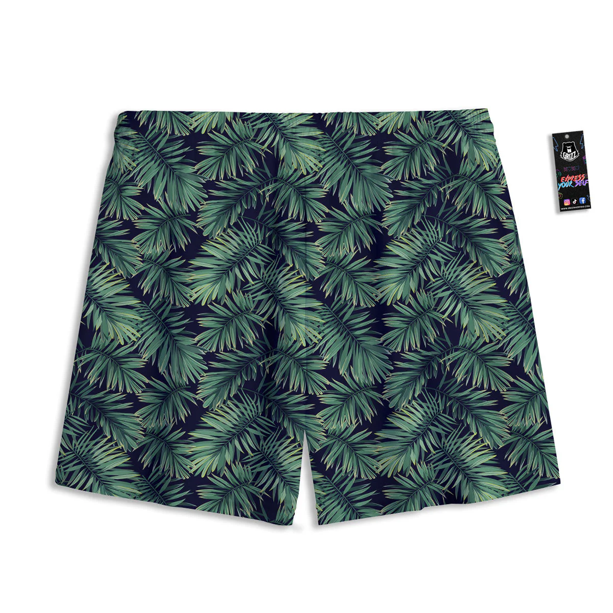 Hawaiian Leaves Tropical Print Pattern Mesh Shorts - Image 2