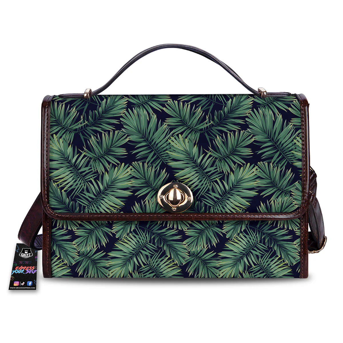 Hawaiian Leaves Tropical Print Pattern Women's Satchel Bag
