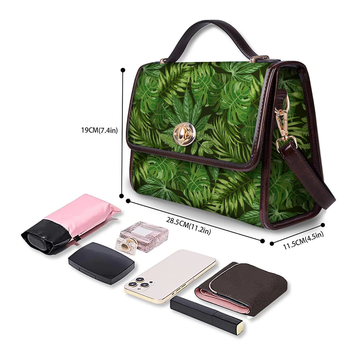 Hawaiian Summer Leaves Print Pattern Women's Satchel Bag - Image 4