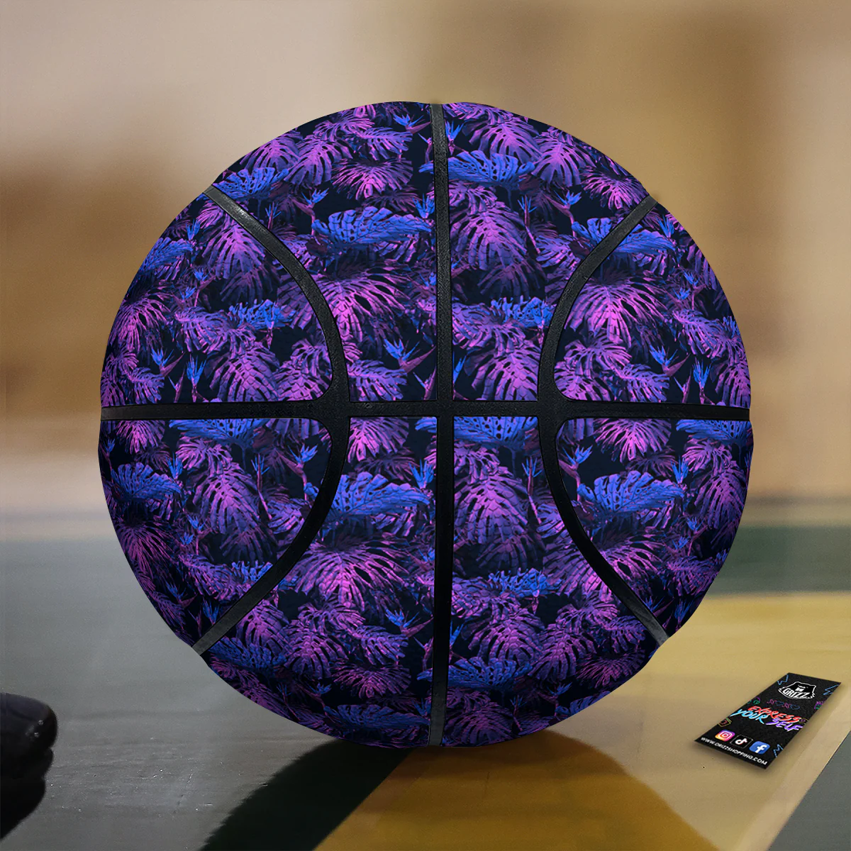 Hawaiian Tropical Dark Purple Print Pattern Basketball