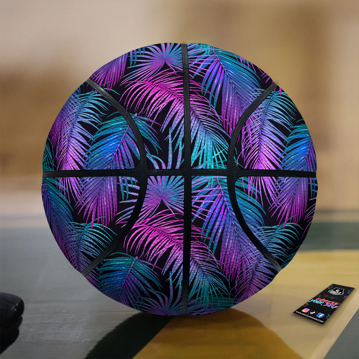 Hawaiian Tropical Purple Print Pattern Basketball