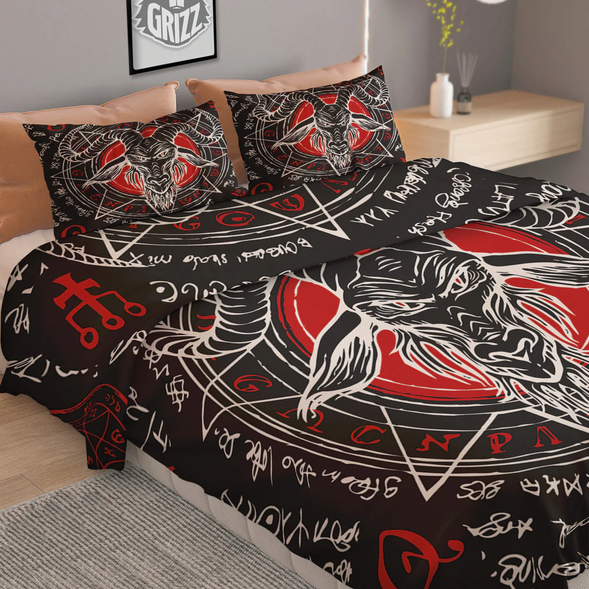 Head Of a Horned Goat Print Duvet Cover Bedding Set - Image 2