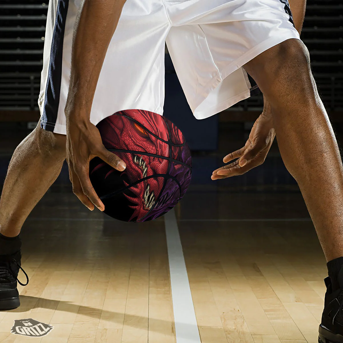 Head Red Dragon Print Basketball - Image 3
