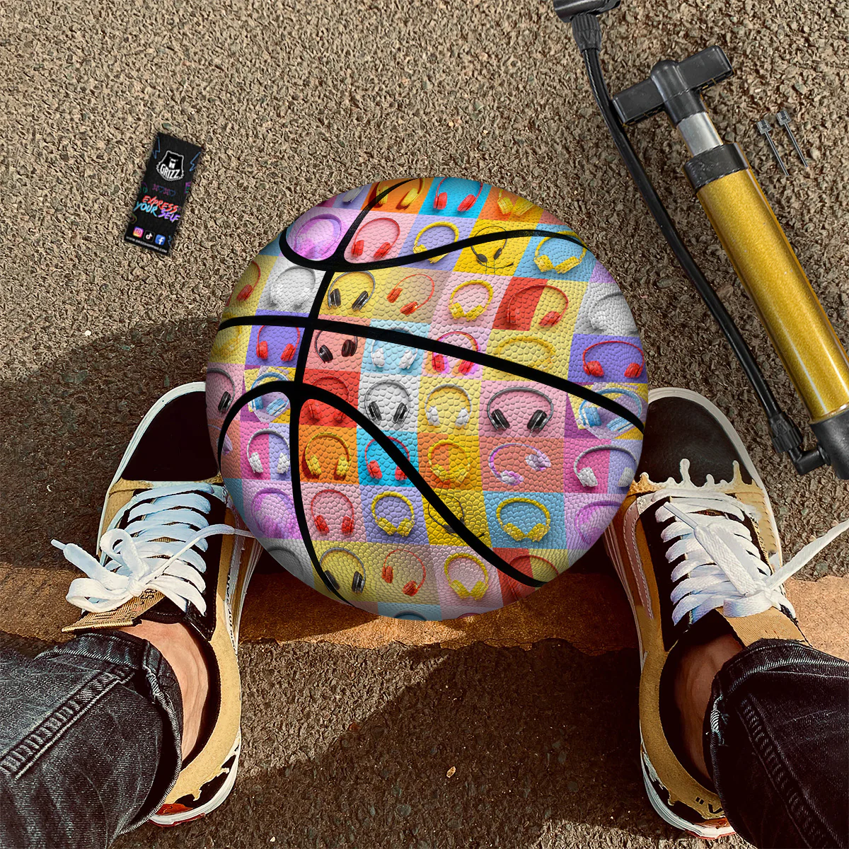 Headphones Pastel Print Pattern Basketball - Image 2