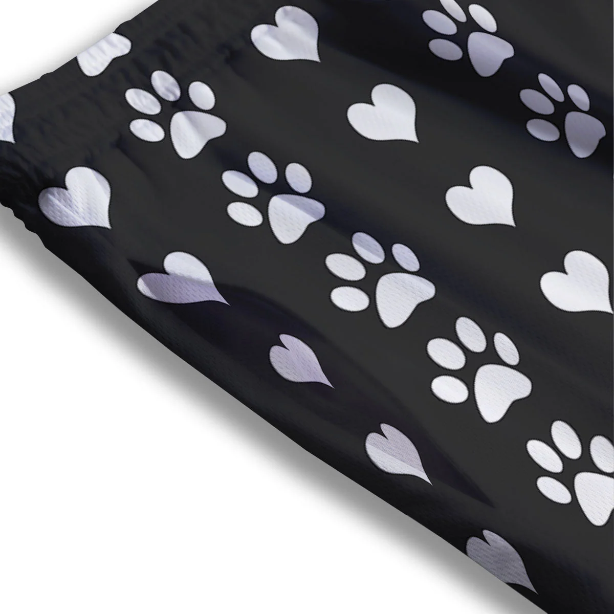 Heart And Black Paw Print Pattern Mesh Shorts - Image 3