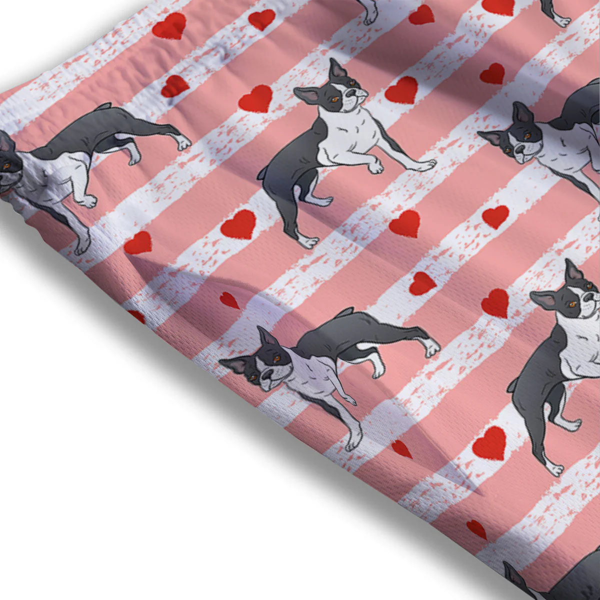 Heart And Boston Terrier Print Pattern Mesh Shorts - Image 3