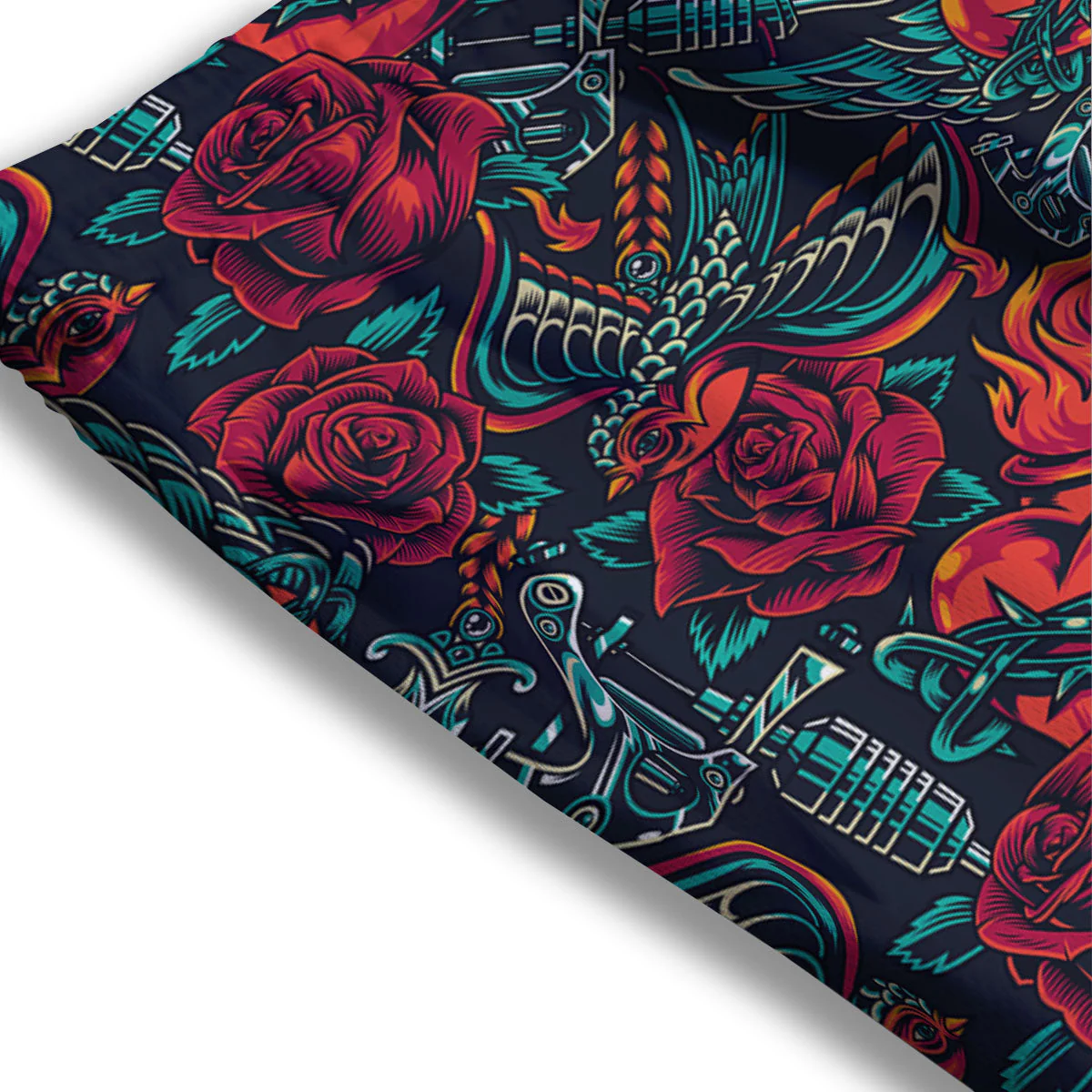 Heart And Rose Print Pattern Mesh Shorts - Image 3