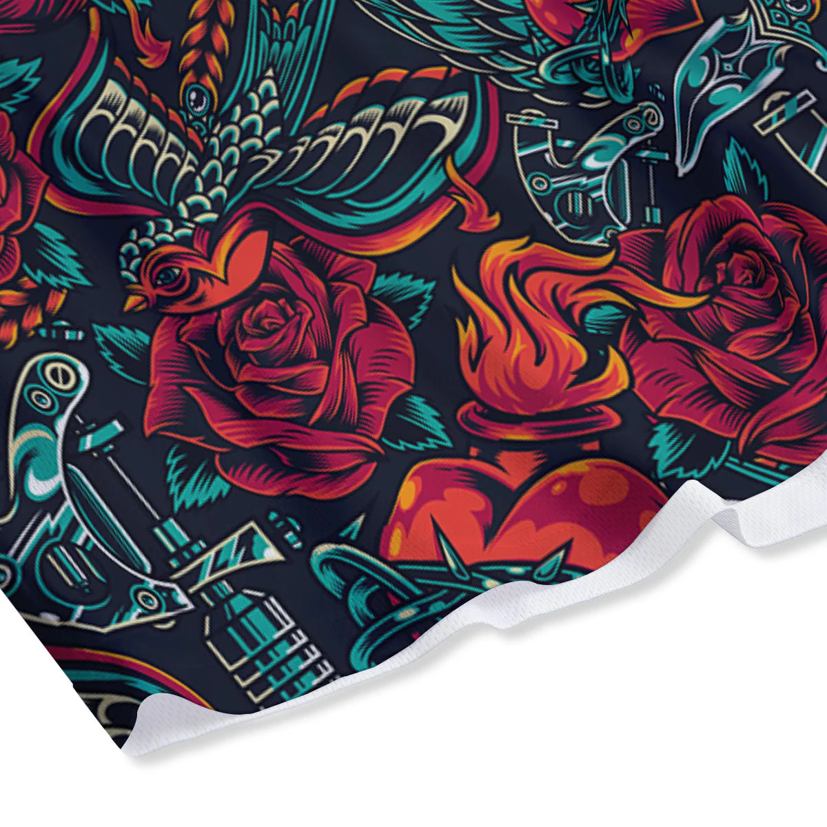 Heart And Rose Print Pattern Mesh Shorts - Image 4