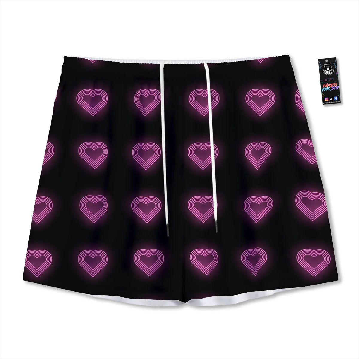 Heart Lights Print Pattern Mesh Shorts