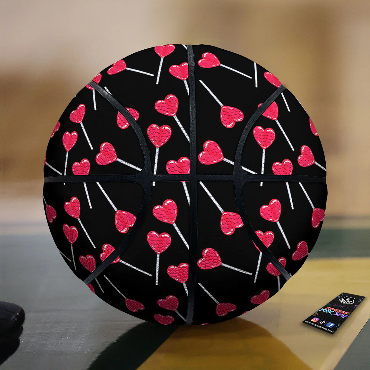 Heart Pink Lollipop Print Pattern Basketball