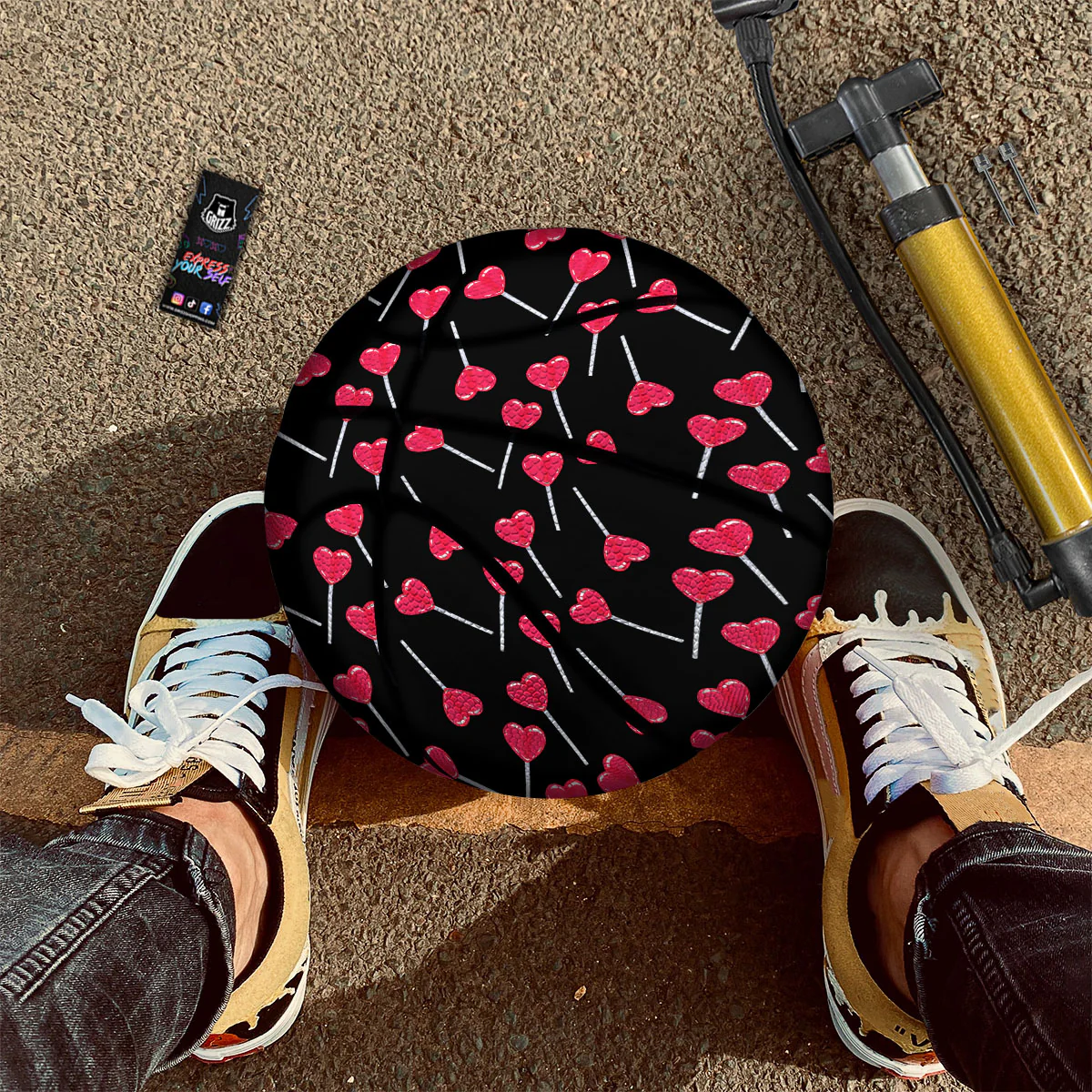 Heart Pink Lollipop Print Pattern Basketball - Image 2