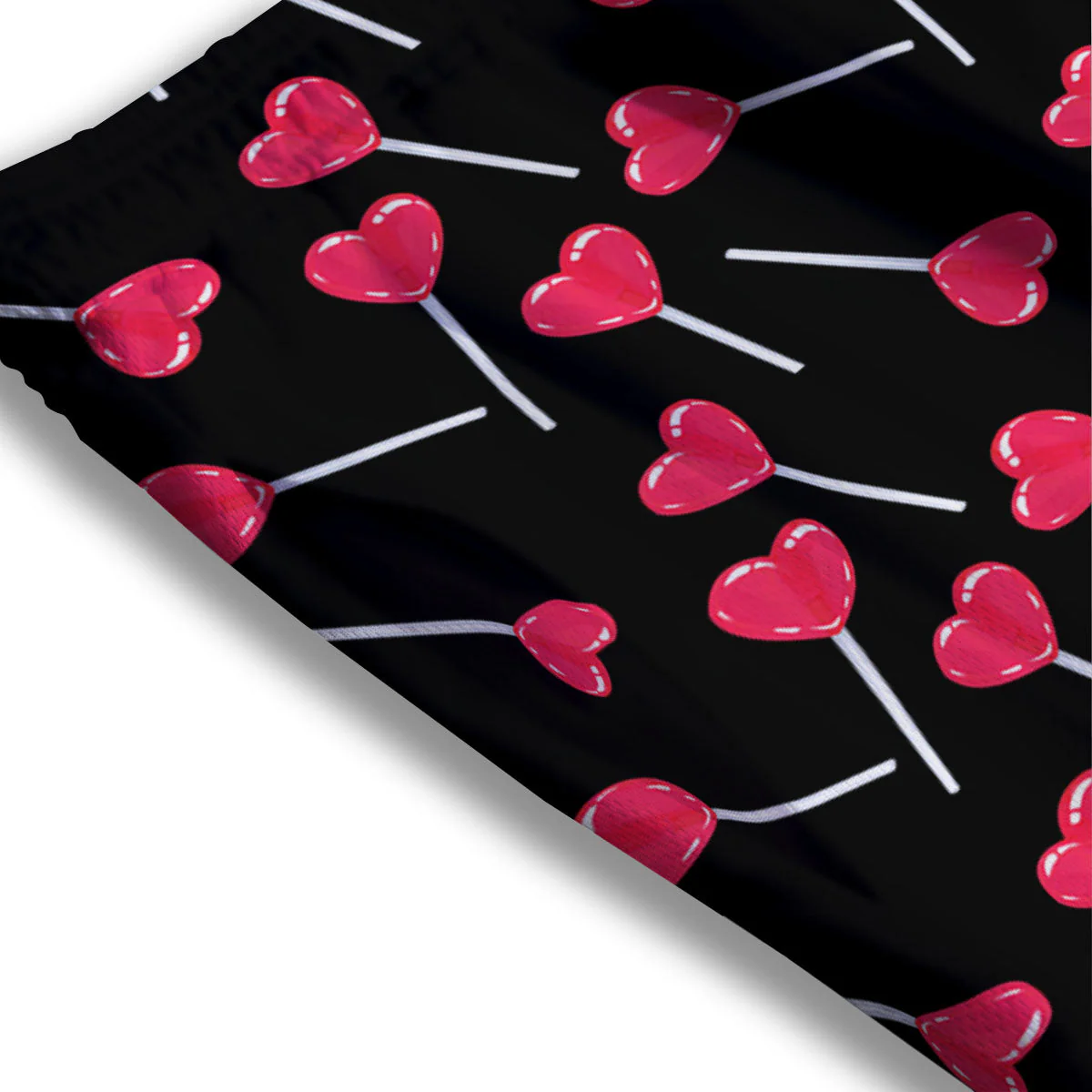 Heart Pink Lollipop Print Pattern Mesh Shorts - Image 3