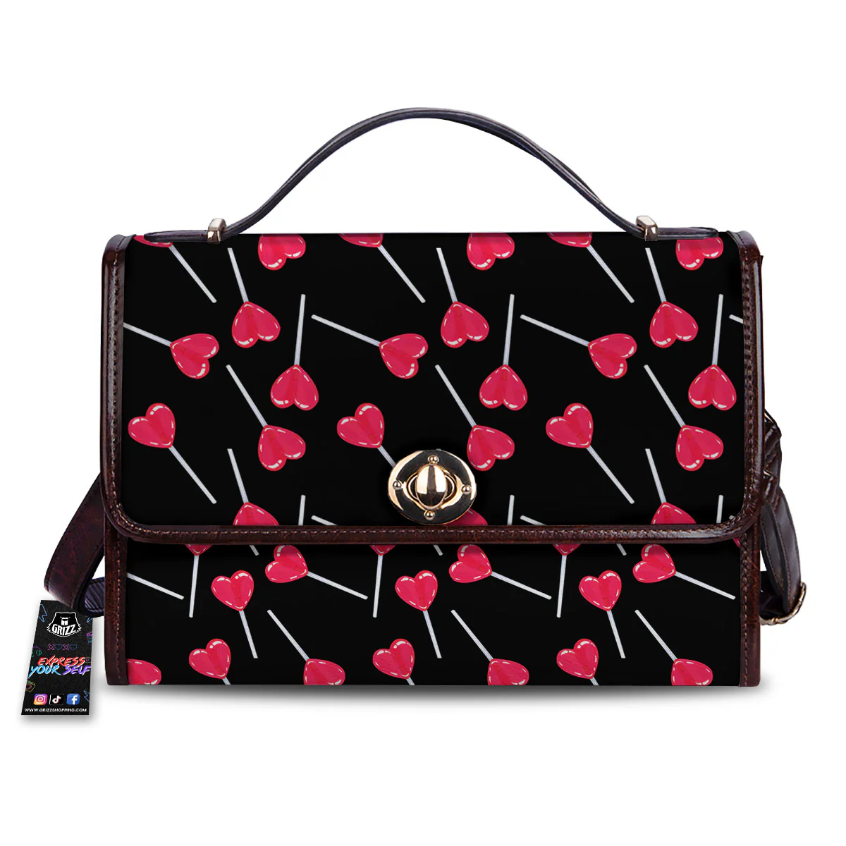 Heart Pink Lollipop Print Pattern Women's Satchel Bag