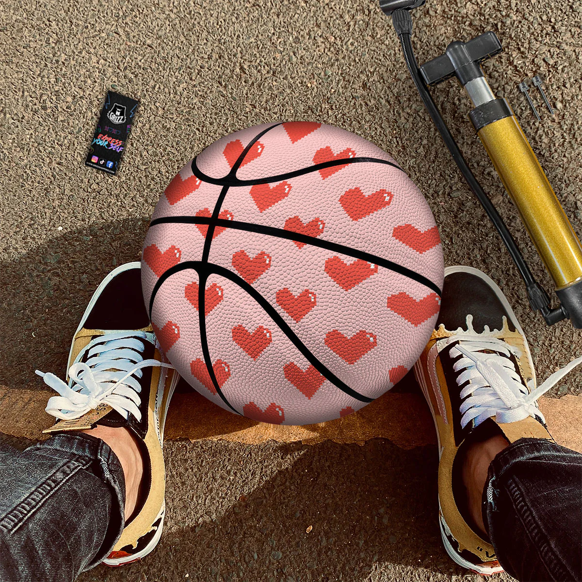 Heart Pixel Print Pattern Basketball - Image 2