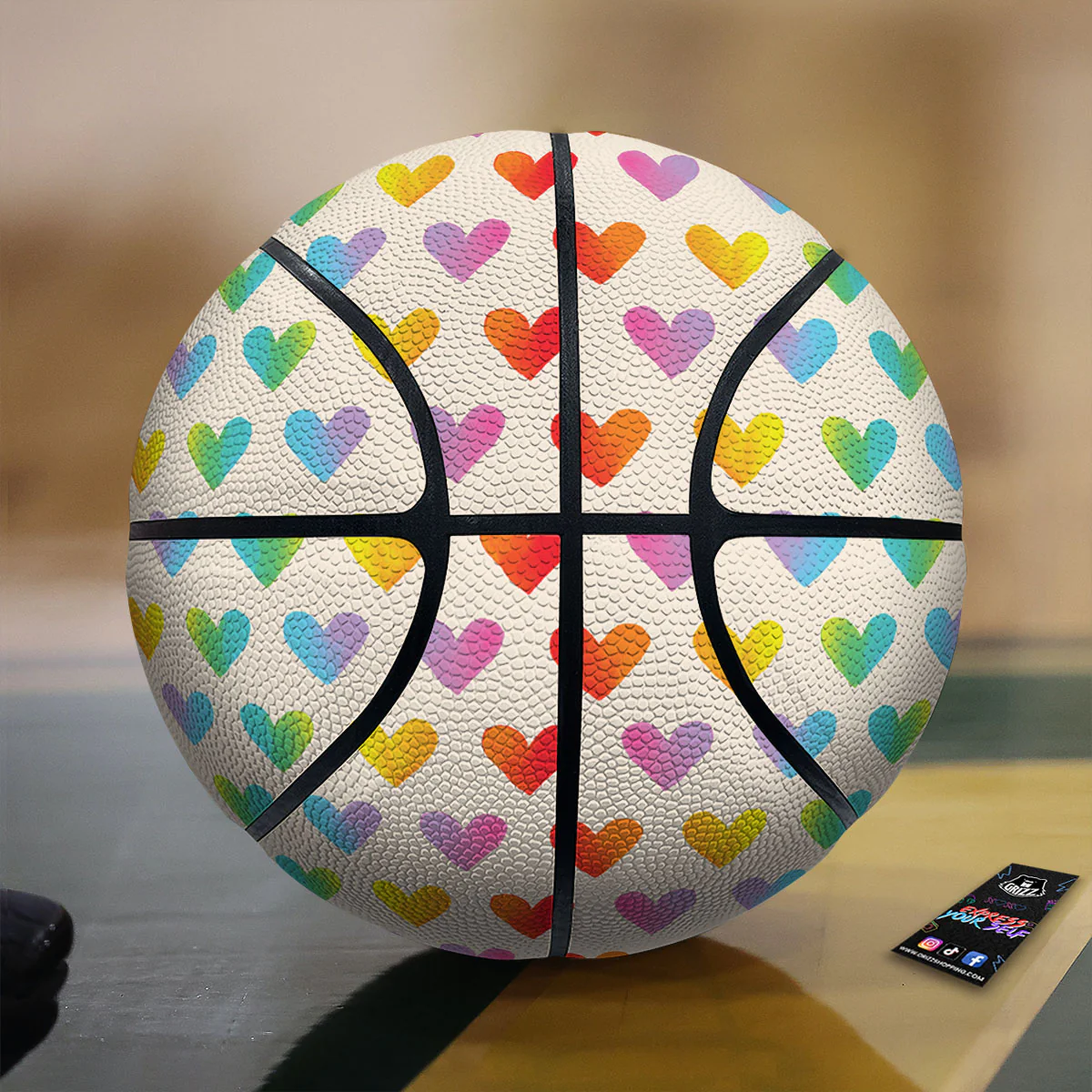 Heart Rainbow Print Pattern Basketball